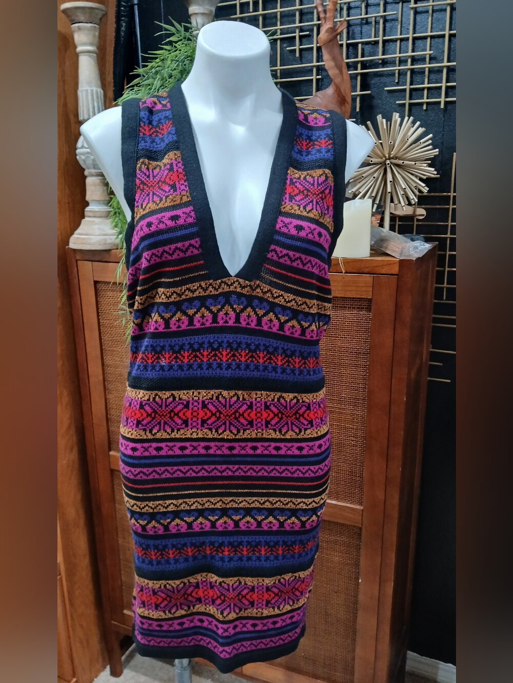 NWT Vintage 80s/90s The Limited Fair Isle Sweater Dress (Size Small) Made in Ita